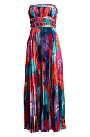 Hutch Sabina Floral Tiered Plissé Gown Multi Overlapping Poppies at Nordstrom,