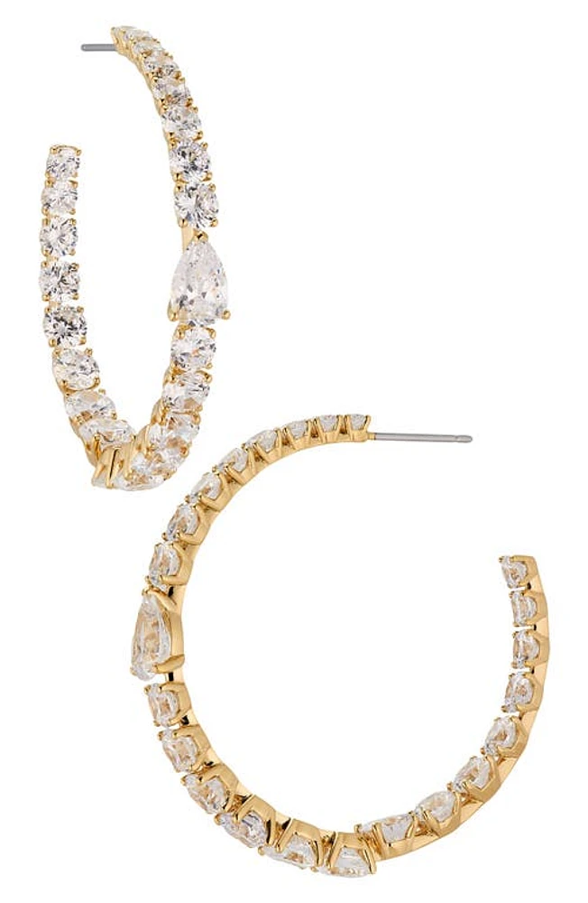 Nadri Halle Large Cubic Zirconia Inside Out Hoop Earrings in Gold at Nordstrom