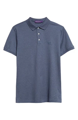 Ralph Lauren Purple Label Monogram Embroidered Polo Supply Blue Melange at Nordstrom,