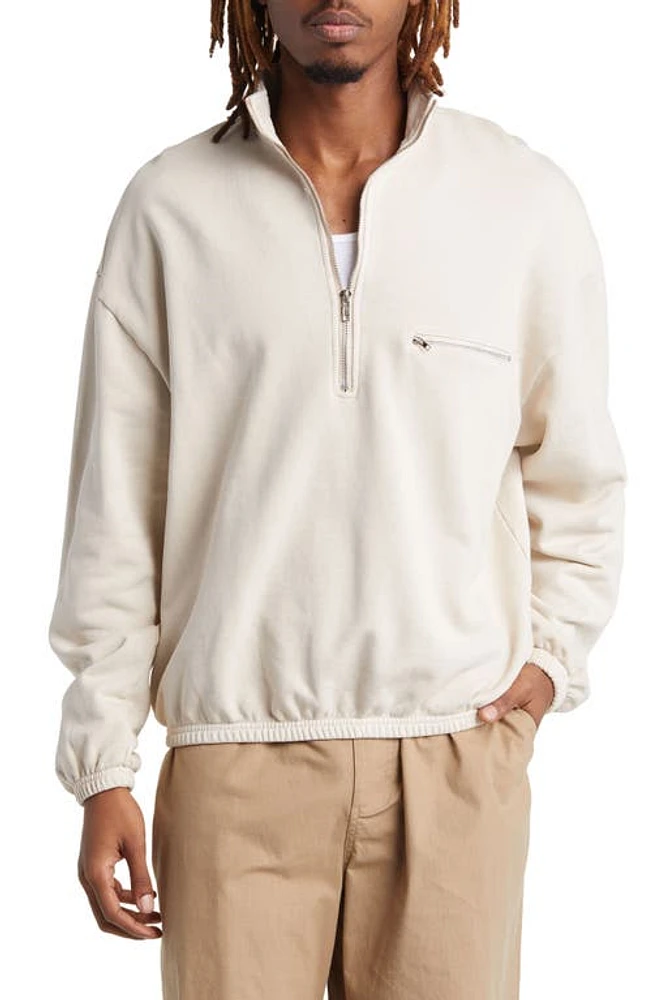 CHECKS Half Zip French Terry Pullover Biscuit at Nordstrom,