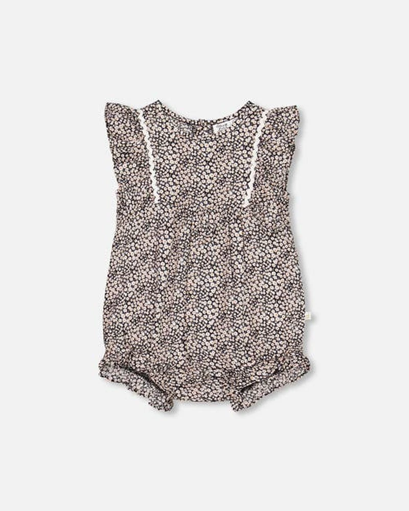 Deux Par Deux Baby Girl's Romper With Printed Small White Flowers at Nordstrom