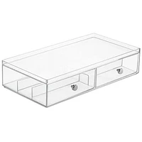 mDesign Wide Plastic Stackable Glasses Organizer Box with 2 Drawers in Clear at Nordstrom