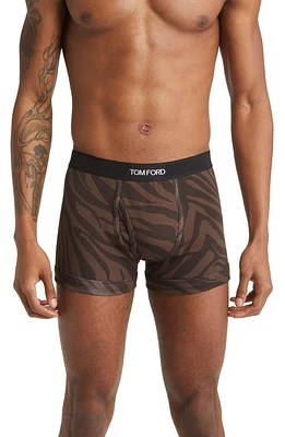 TOM FORD Tiger Stripe Print Boxer Briefs in Brown Ebony Tiger at Nordstrom, Size X-Large