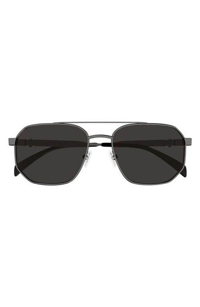 Alexander McQueen 58mm Pilot Sunglasses in Ruthenium at Nordstrom