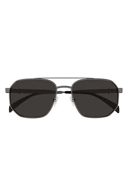 Alexander McQueen 58mm Pilot Sunglasses in Ruthenium at Nordstrom