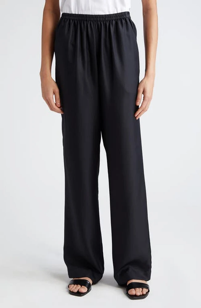 Loulou Studio Alera Silk Straight Leg Pants Black at Nordstrom,