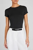 Club Monaco Wide Rib T-Shirt in Black/Noir at Nordstrom, Size X-Small