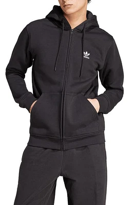 adidas Originals Essentials Trefoil Zip Hoodie Black at Nordstrom,