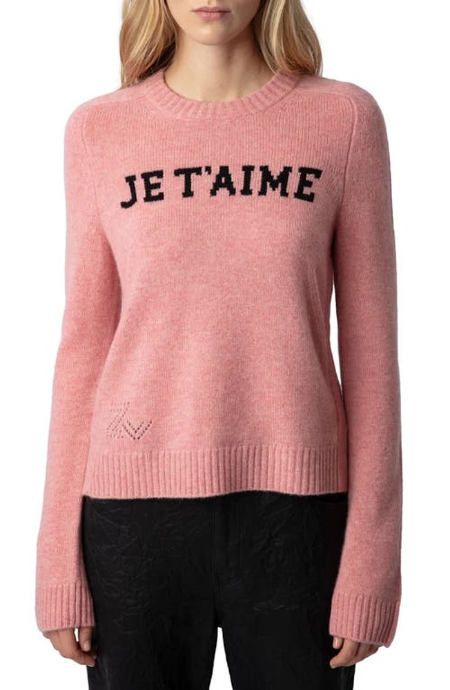 Zadig & Voltaire Lili Je T'Aime Cashmere Sweater in Litchi at Nordstrom, Size X-Small