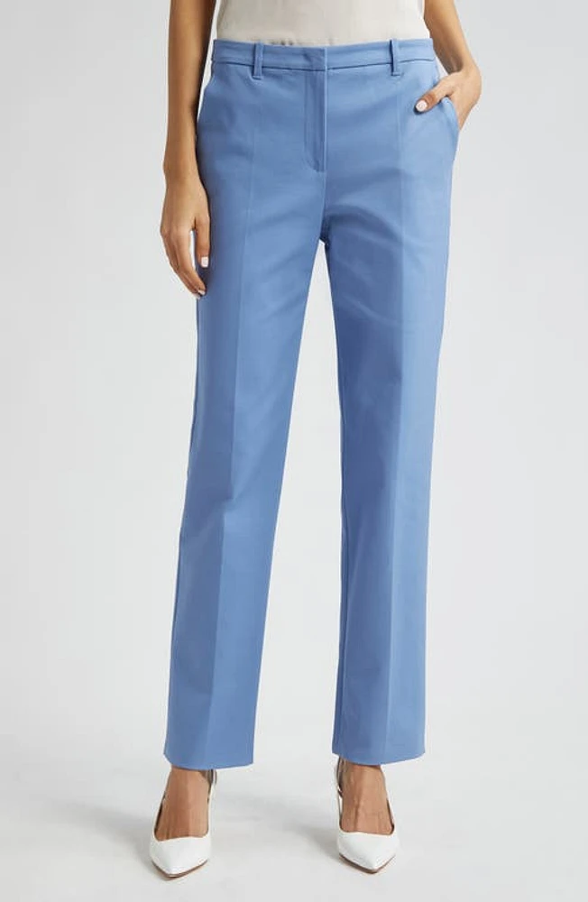 Emporio Armani Cotton Couture Straight Leg Pants Solid Light Blue at Nordstrom, Us