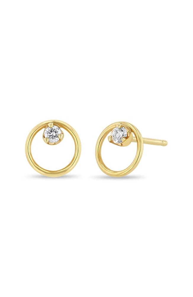 Zoë Chicco Diamond Circle Stud Earrings in 14K Yellow Gold at Nordstrom