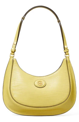 Tory Burch Robinson Crosshatched Leather Convertible Crescent Bag in Pale Butter at Nordstrom