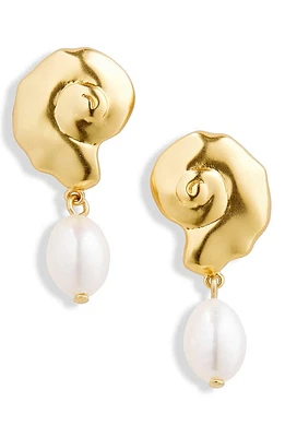 Madewell Freshwater Pearl Shell Drop Earrings in Vintage Gold at Nordstrom