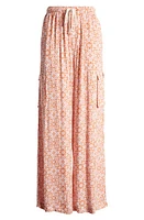 Roxy Precious Tile Print Wide Leg Cargo Pants Cloud Fresco at Nordstrom,