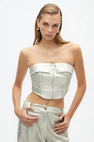 Nocturne Metallic Crop Top in Metallic Gold at Nordstrom