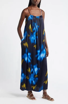 Nordstrom Sleeveless Shift Maxi Dress Navy Blazer- Blue Floral Fade at Nordstrom,