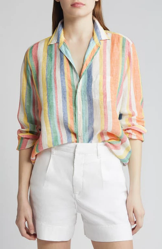 Frank & Eileen Relaxed Button-Up Shirt Multi Color Stripe Linen at Nordstrom,