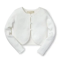 Hope & Henry Girls' Cropped Curved Hem Cardigan, Kids in White at Nordstrom, Size Xx-Small