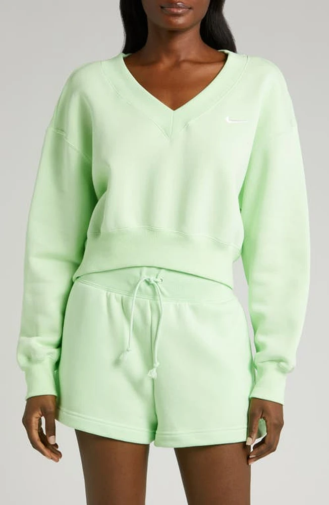 Nike Sportswear Phoenix Fleece V-Neck Crop Sweatshirt at Nordstrom,