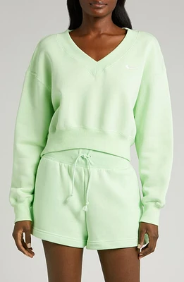 Nike Sportswear Phoenix Fleece V-Neck Crop Sweatshirt at Nordstrom,