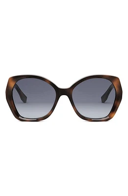 'Fendi Lettering 57mm Gradient Butterfly Sunglasses in Blonde Havana /Gradient Smoke at Nordstrom