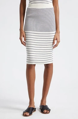 ATM Anthony Thomas Melillo Stripe Cotton & Silk Knit Midi Skirt Chalk /Ink at Nordstrom,