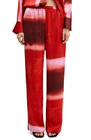 MANGO Tie Dye Satin Pants Red at Nordstrom,