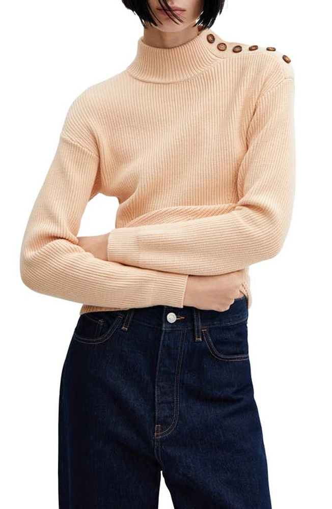 MANGO Shoulder Button Sweater Beige at Nordstrom,