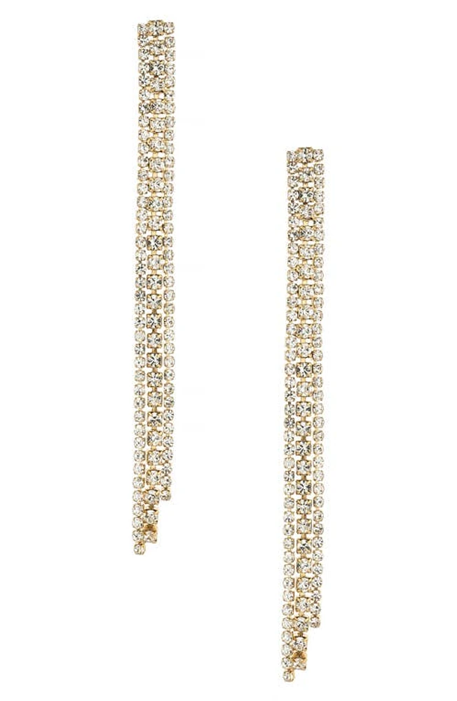 Ettika Triple Crystal Chain Drop Earrings in Gold at Nordstrom