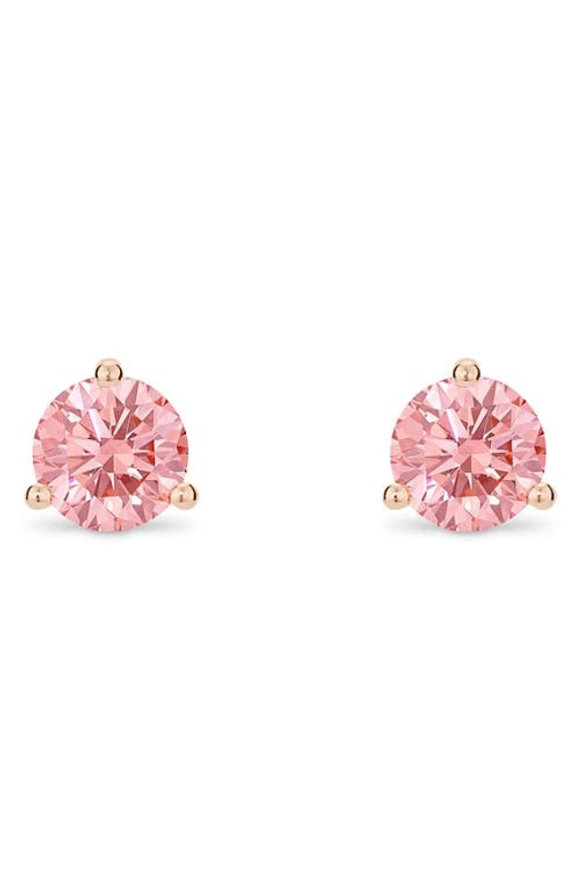 LIGHTBOX -Carat Round Lab Grown Diamond Stud Earrings in Pink/14K Rose Gold at Nordstrom