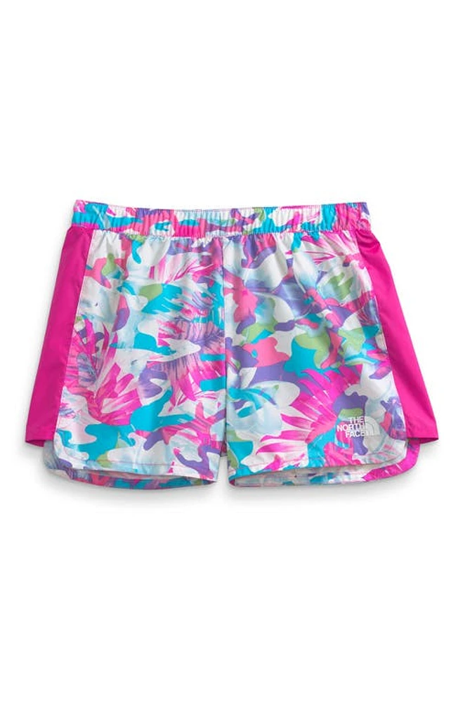 The North Face Kids' Never Stop Running Print Shorts in Linaria Pink Tropical Print at Nordstrom, Size Xl