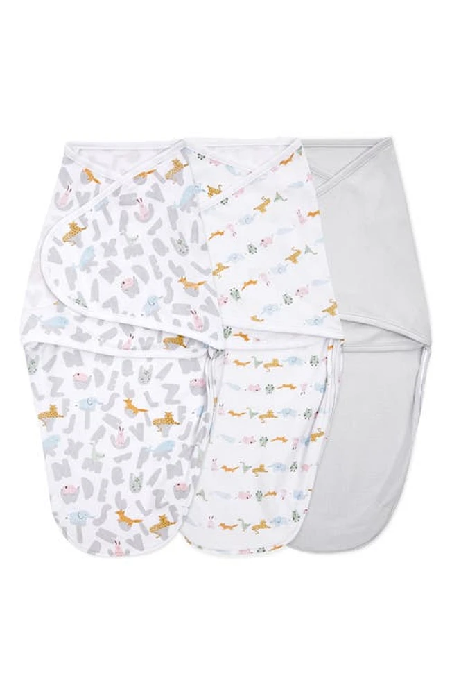 aden + anais Aden & Anais Essentials Wrap Swaddle - Set of 3 in Alphabet Animals Grey at Nordstrom, Size 0-3 M