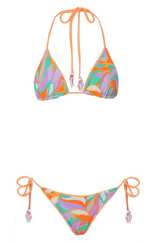 Maaji Vibrant Apricot Balmlike Reversible Halter Bikini Top Orange at Nordstrom,