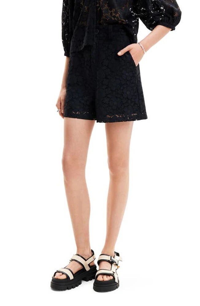 Desigual Floral Lace Shorts Black at Nordstrom,