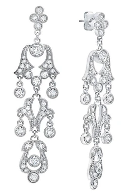 Crislu x Andrew Prince Scrool Crystal Drop Earrings in Platinum at Nordstrom