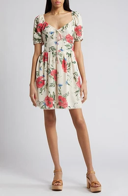 Chelsea28 Floral Puff Sleeve Fit & Flare Dress at Nordstrom, Regular