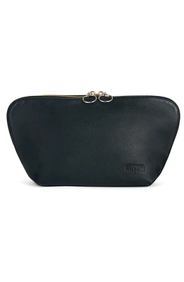 KUSSHI Signature Leather Makeup Bag in Black Leather/Leopard at Nordstrom