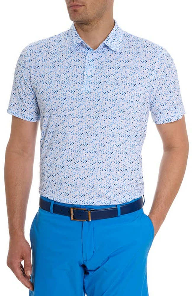 Robert Graham Calder Geo Print Performance Golf Polo Blue at Nordstrom,