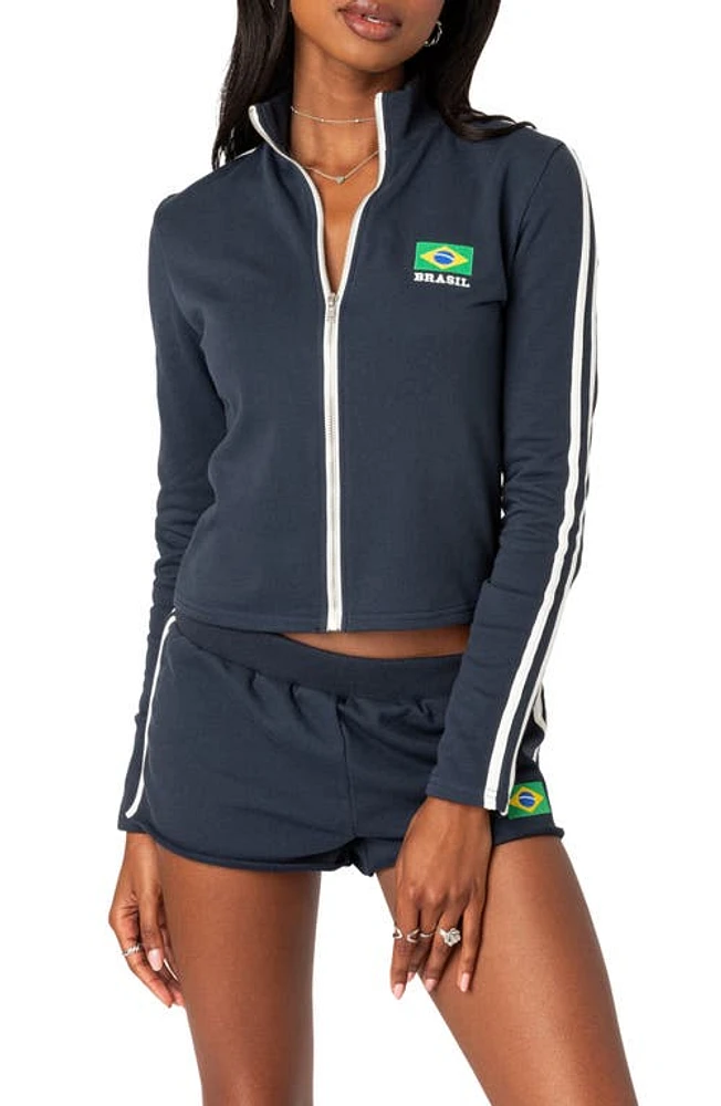 EDIKTED Brasil Track Jacket Navy at Nordstrom,