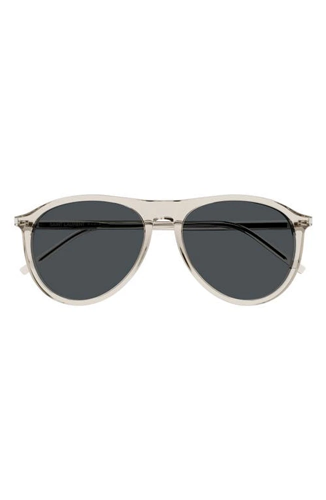 Saint Laurent 54mm Navigator Sunglasses in Beige at Nordstrom