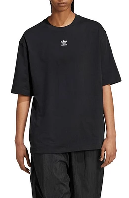 adidas Essentials Lifestyle Trefoil Logo Cotton T-Shirt Black at Nordstrom,