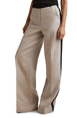 Reiss Luella Side Stripe Wide Leg Linen Pants Neutral at Nordstrom, Us