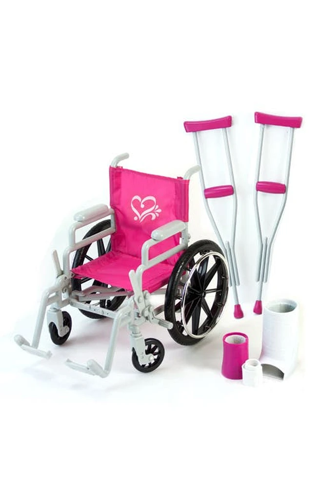 Teamson Kids Sophia's Doll Wheelchair & Crutch Set in Hot Pink/Silver at Nordstrom