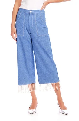 FIFTEEN TWENTY Cameron Fringe Crop Pants Chambray at Nordstrom,