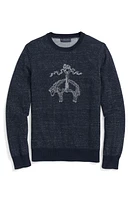 Brooks Brothers Plaited Fleece Sporty Sweater Indigo at Nordstrom,