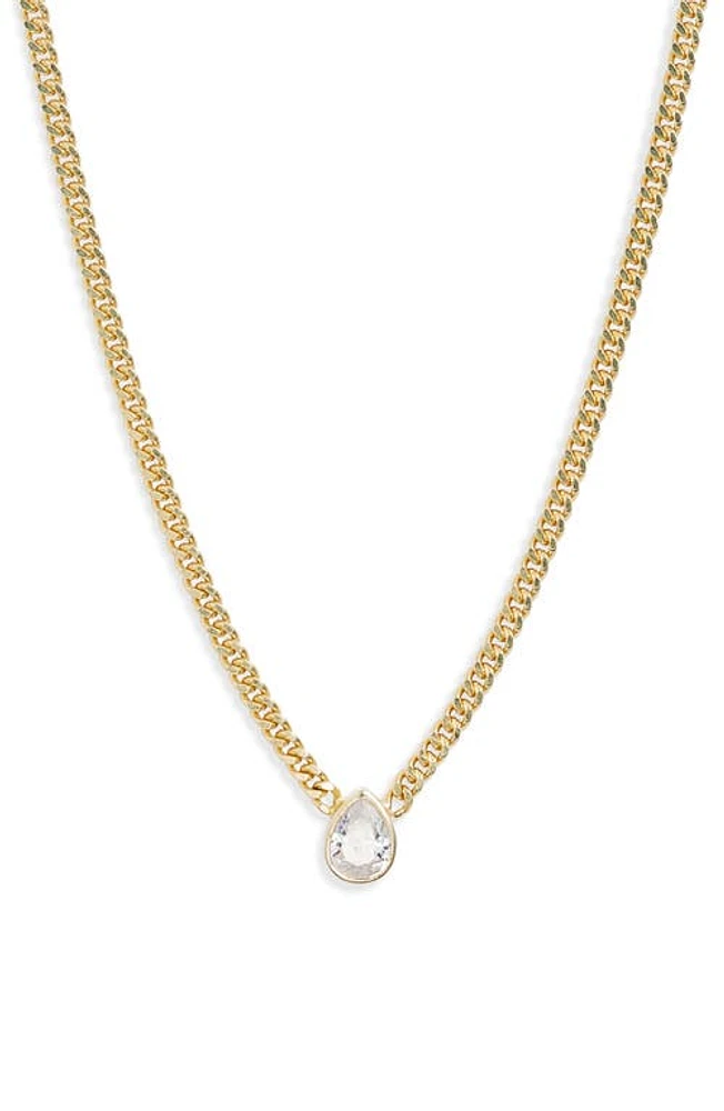 SHYMI Fancy Bezel Pendant Necklace in Gold/White/pear Cut at Nordstrom, Size 16