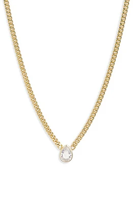 SHYMI Fancy Bezel Pendant Necklace in Gold/White/pear Cut at Nordstrom, Size 16