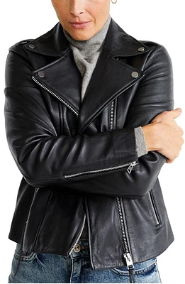 MANGO Leather Biker Jacket in Black at Nordstrom, Size X-Small