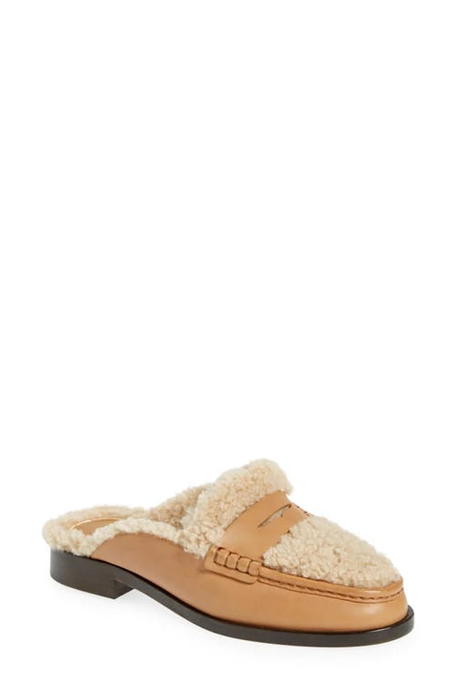 PAIGE Emmett Genuine Shearling Lined Loafer Mule Cognac at Nordstrom,