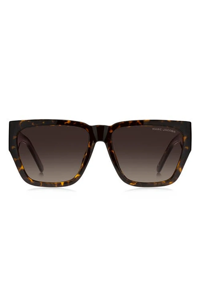 Marc Jacobs 57mm Gradient Square Sunglasses in Havana/Brown Gradient at Nordstrom